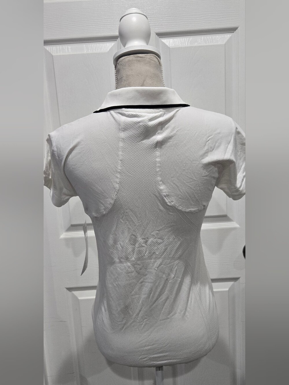 Athleta Momentum Polo Tee White Black Trim Quarter Zip Golf Tennis M NWT - Picture 8 of 15